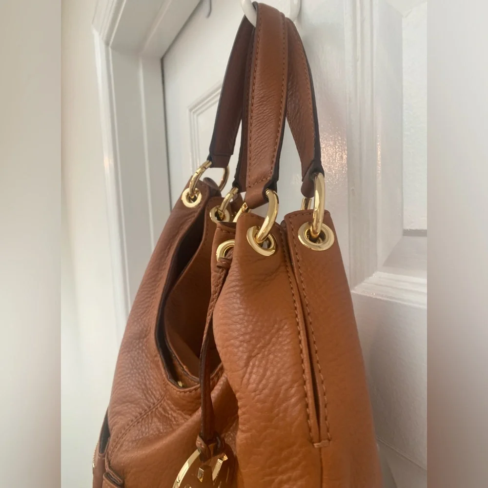 Michael Kors Brown Leather Layton Large Hobo Bag w Gold Tone Hardware